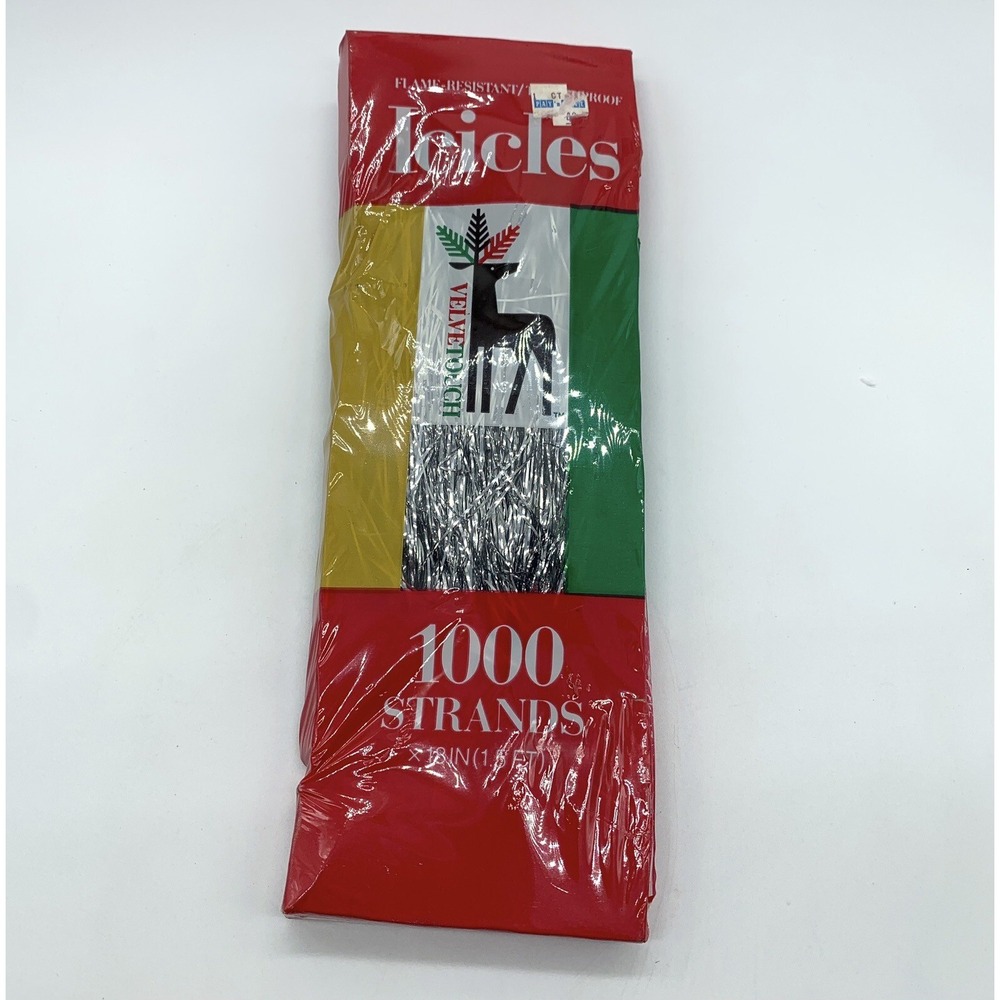 VTG 18 in Icicles brand Tinsel 1000ct NOS No tarnish flame resistant Made in USA
